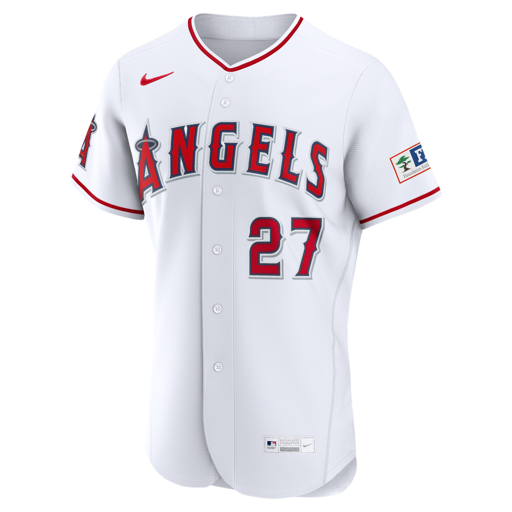Los Angeles Angels Nike Mike Trout Home Authentic Sponsor Patch Baseball Jersey - White