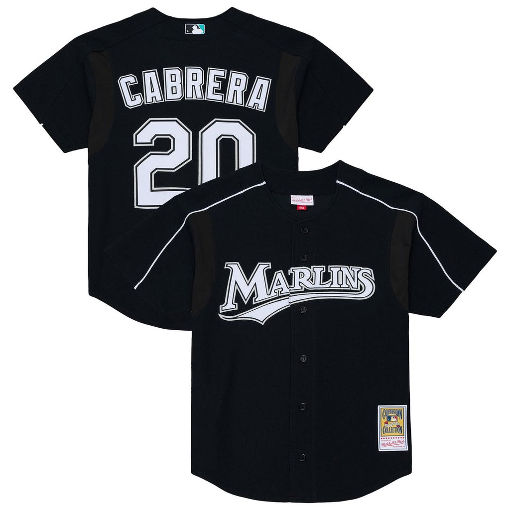 Florida Marlins Mitchell & Ness Miguel Cabrera 2003 Cooperstown Mesh Batting Practice Button-Up Baseball Jersey - Black