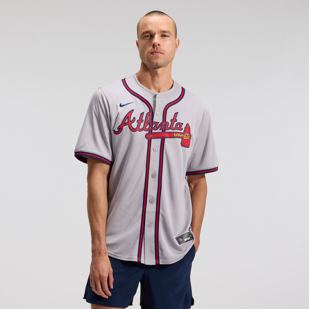Atlanta Braves Nike Ozzie Albies Road Limited Baseball Jersey - Gray