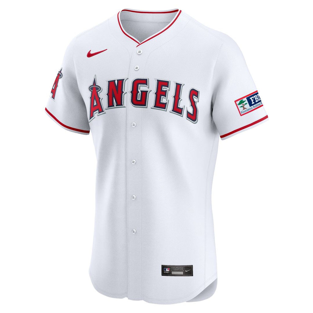 Los Angeles Angels Nike Home Elite Patch Baseball Jersey - White