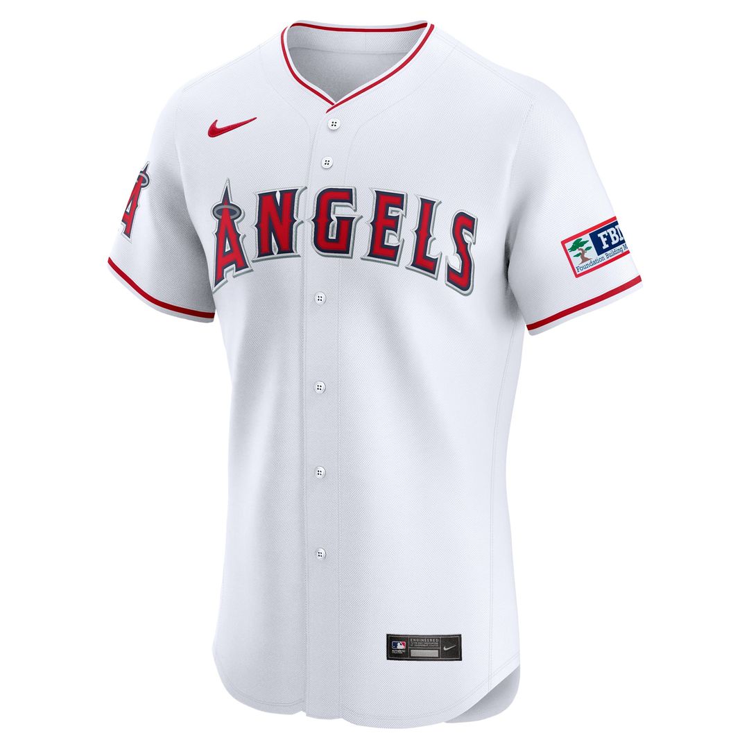 Los Angeles Angels Nike Home Elite Patch Baseball Jersey - White