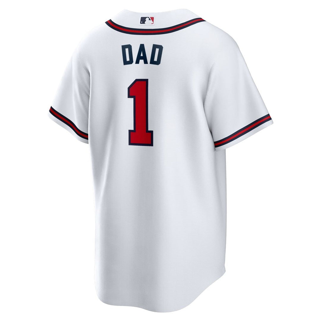 Atlanta Braves Nike #1 Dad Home Replica Baseball Jersey - White