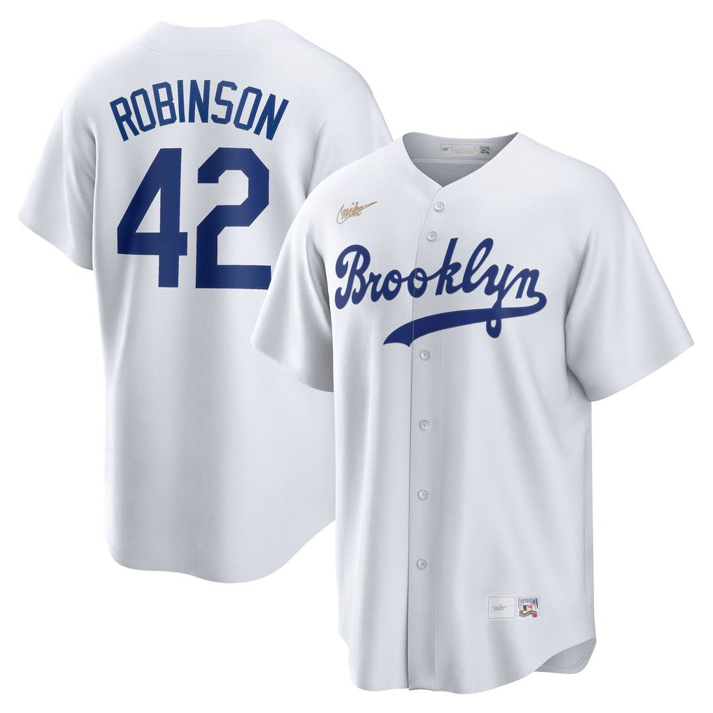 Brooklyn Dodgers Nike Jackie Robinson Cooperstown Collection Jackie Robinson Day Baseball Jersey - White