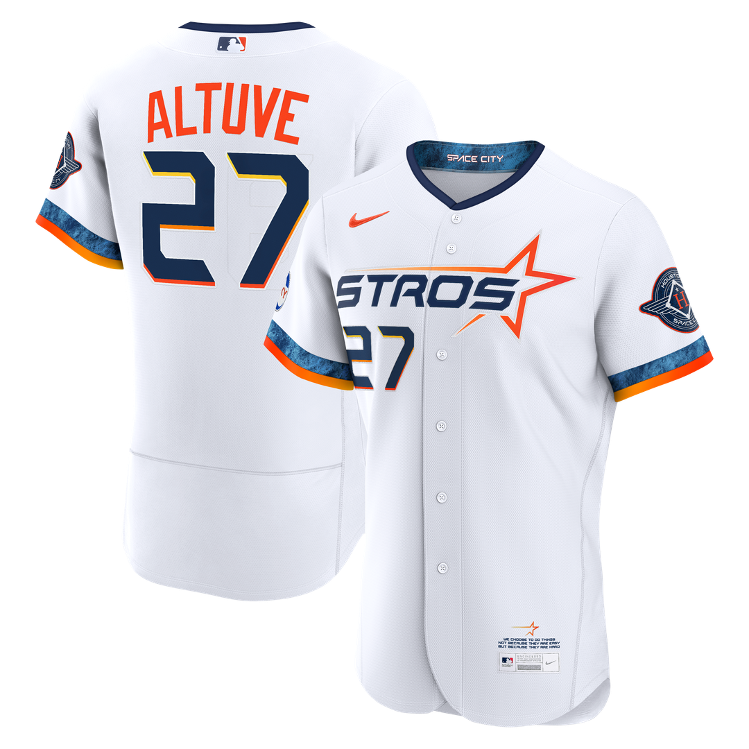 Houston Astros Nike Jose Altuve City Connect Authentic Sponsor Patch Baseball Jersey - White