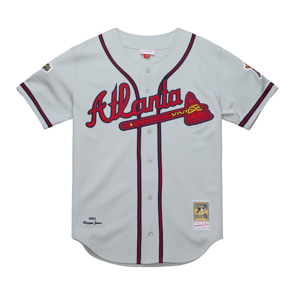 Atlanta Braves Mitchell & Ness Chipper Jones 1995 Throwback Authentic Baseball Jersey - Gray