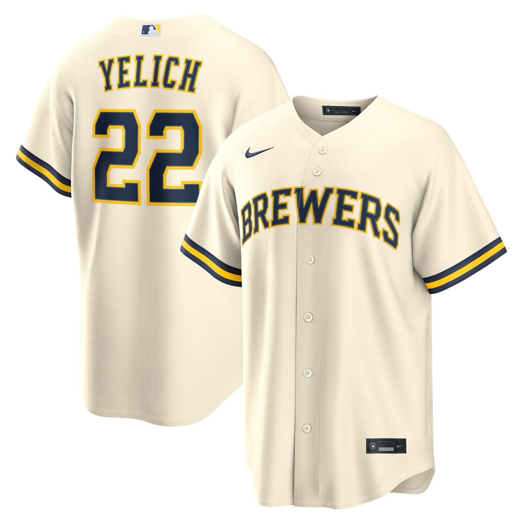 Milwaukee Brewers Nike Christian Yelich Home Replica Baseball Jersey - Cream