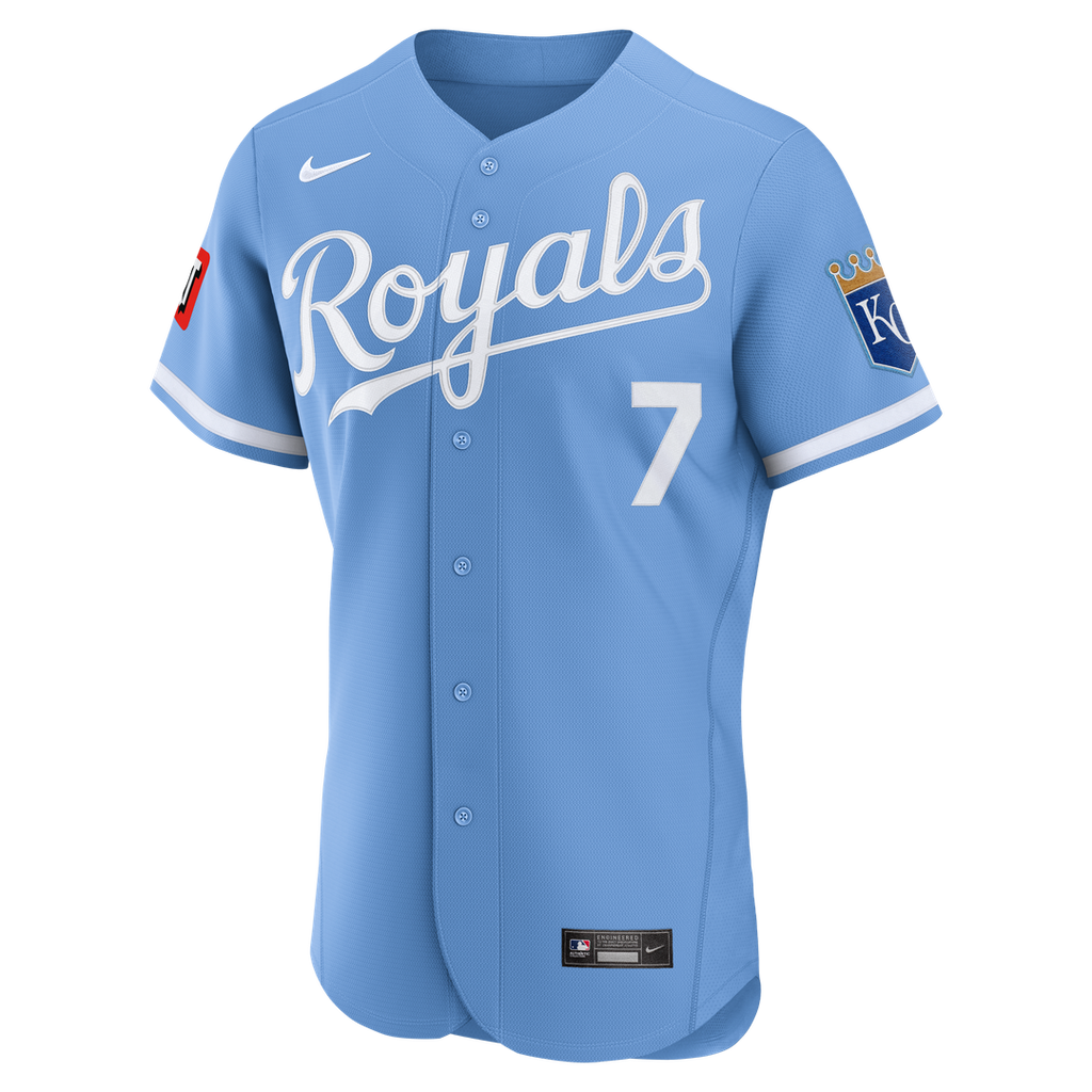 Kansas City Royals Nike Bobby Witt Jr. Alternate Authentic Sponsor Patch Baseball Jersey - Light Blue
