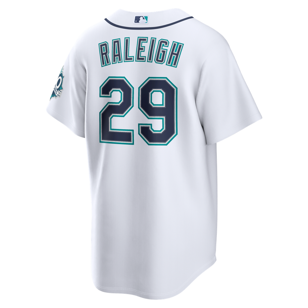 Seattle Mariners Nike Cal Raleigh Home Stadium 50th Season Patch Baseball Jersey - White