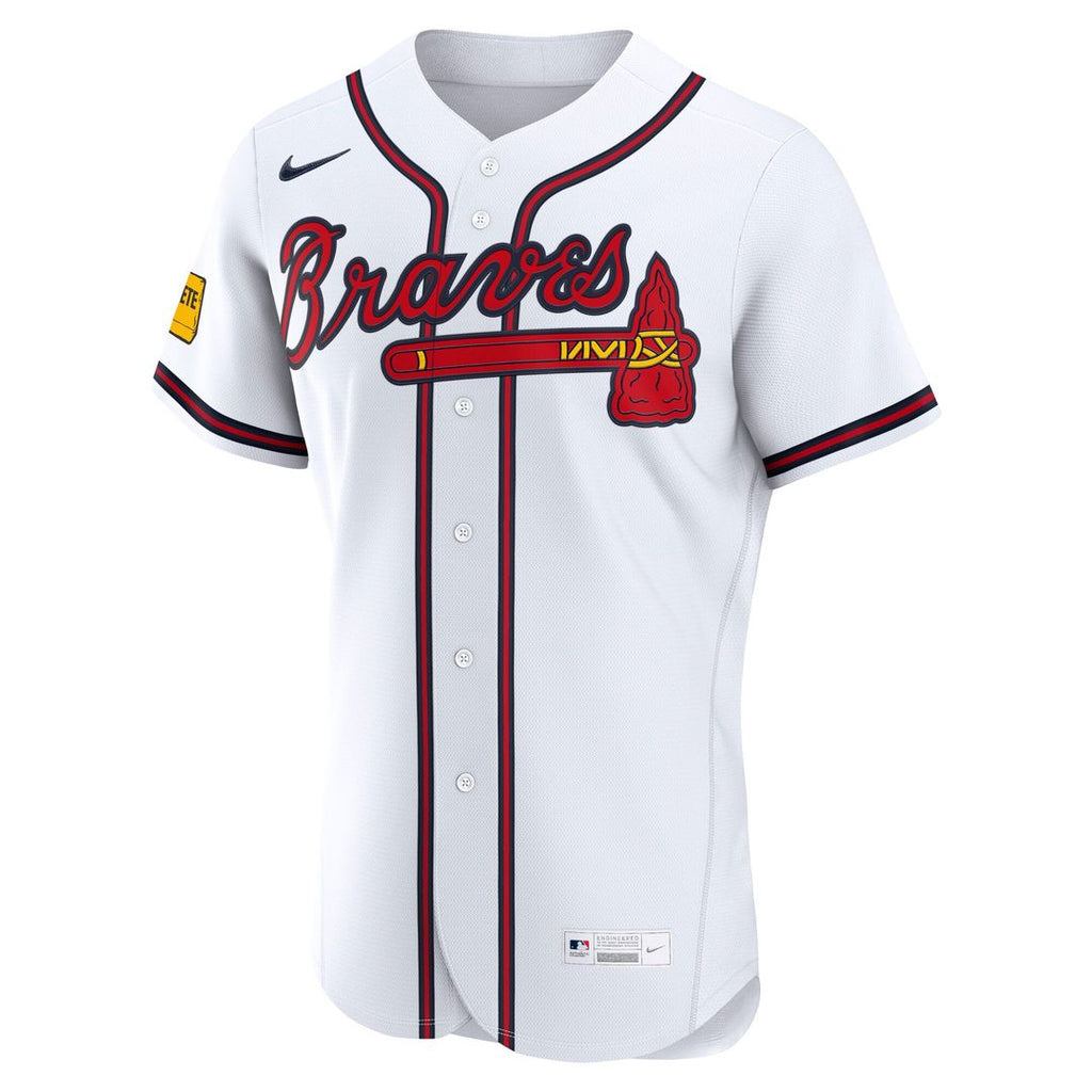 Atlanta Braves Nike Home Sponsor Patch Authentic Baseball Jersey - White