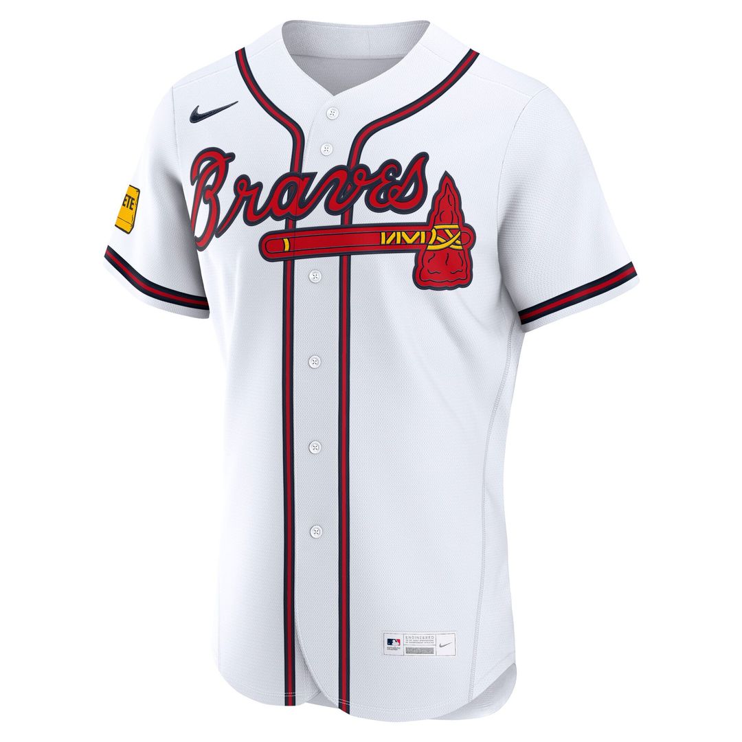 Atlanta Braves Nike Home Sponsor Patch Authentic Baseball Jersey - White