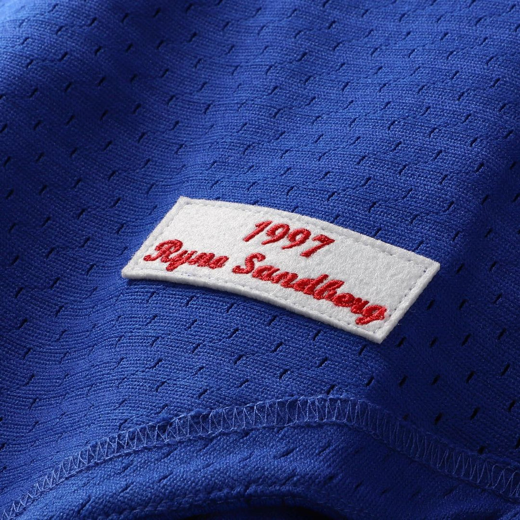 Chicago Cubs Mitchell & Ness Ryne Sandberg Cooperstown Collection 1997 Mesh Batting Practice Button-Up Baseball Jersey - Royal