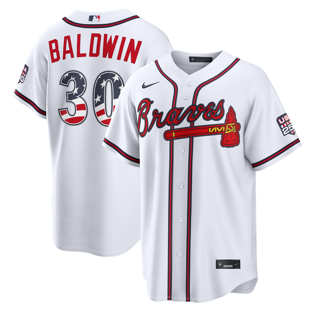 Atlanta Braves Nike Fourth of July Drake Baldwin USA 250 Stadium Baseball Jersey - White