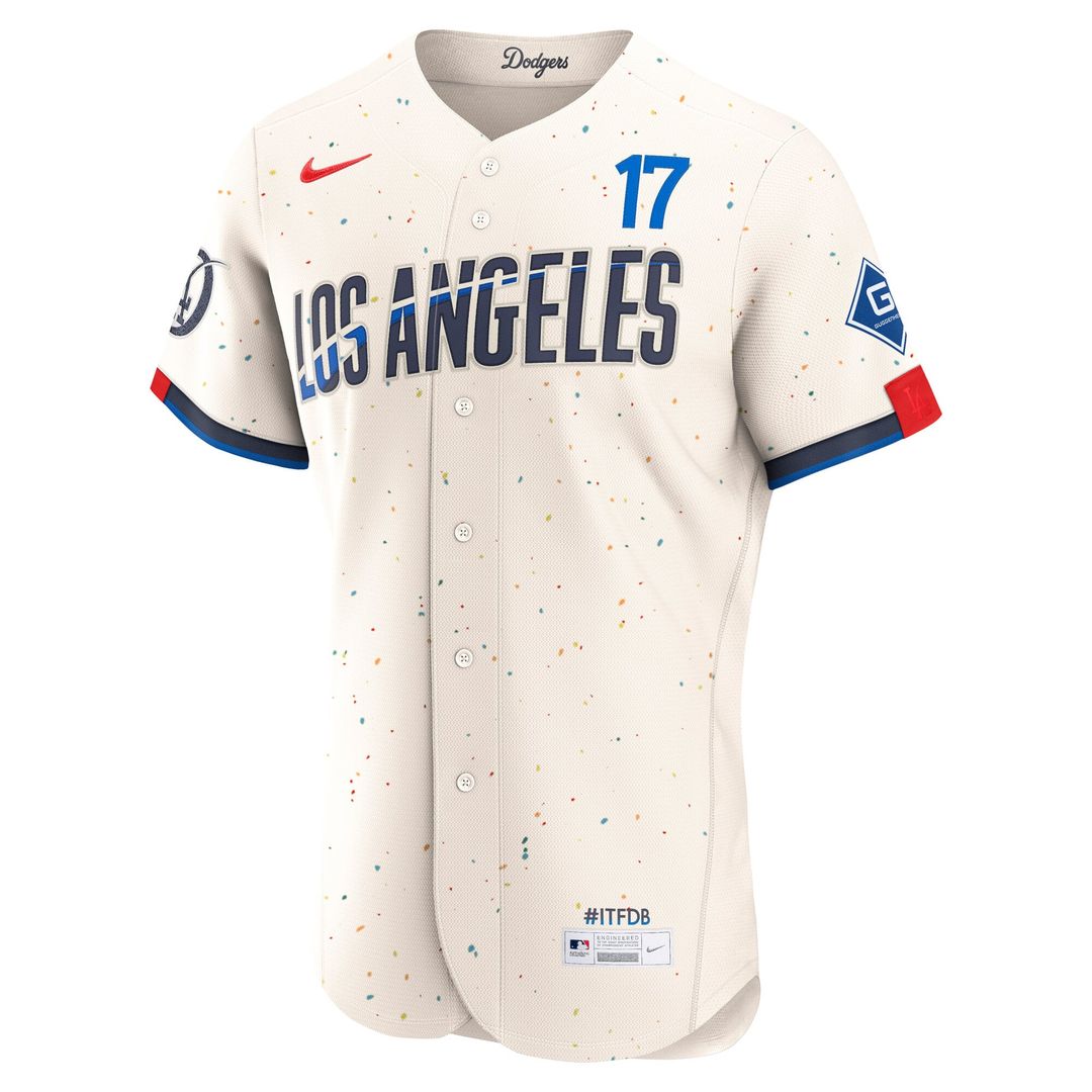 Los Angeles Dodgers Nike Shohei Ohtani City Connect Authentic Sponsor Patch Baseball Jersey - Cream