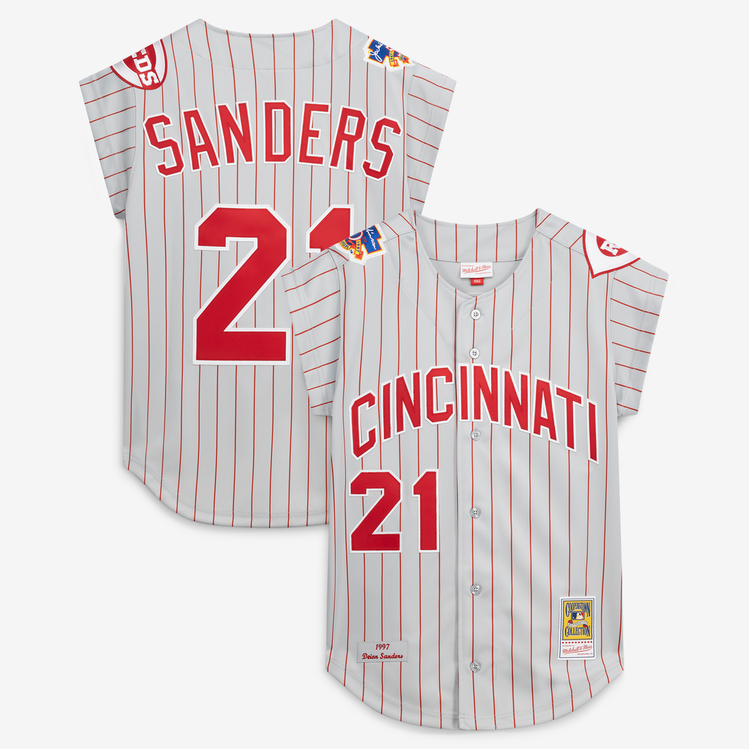 Cincinnati Reds Mitchell & Ness Deion Sanders 1997 Authentic Baseball Jersey - Gray