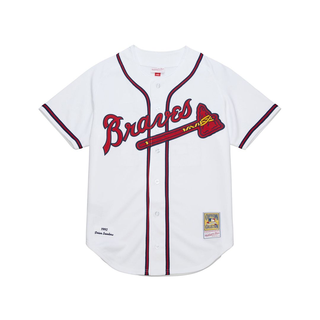 Atlanta Braves Mitchell & Ness Deion Sanders Cooperstown Collection 1992 Authentic Baseball Jersey - White