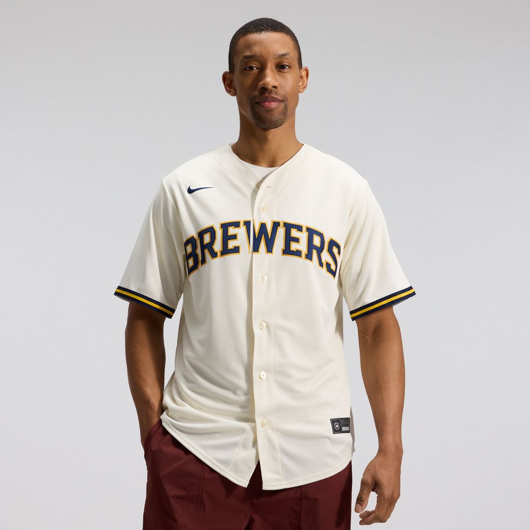 Milwaukee Brewers Nike Home Replica Team Baseball Jersey - Cream