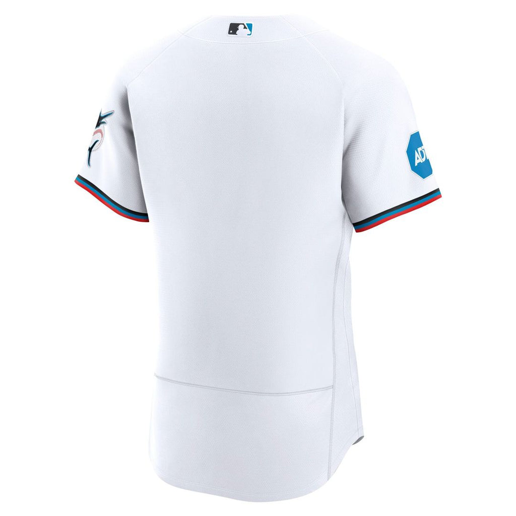 Miami Marlins Nike Home Sponsor Patch Authentic Baseball Jersey - White