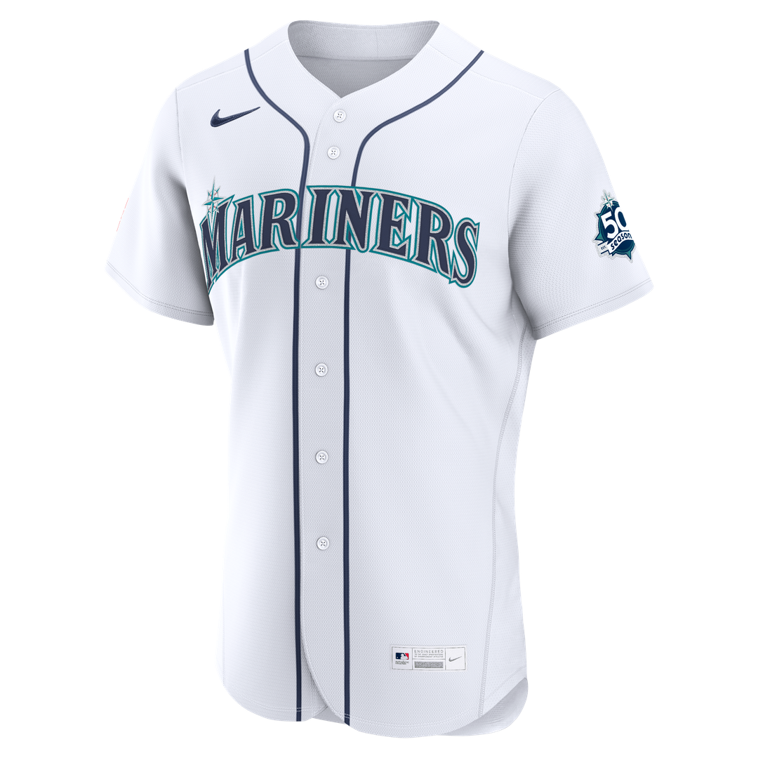 Seattle Mariners Nike Josh Naylor Home 50th Season Authentic Baseball Jersey - White