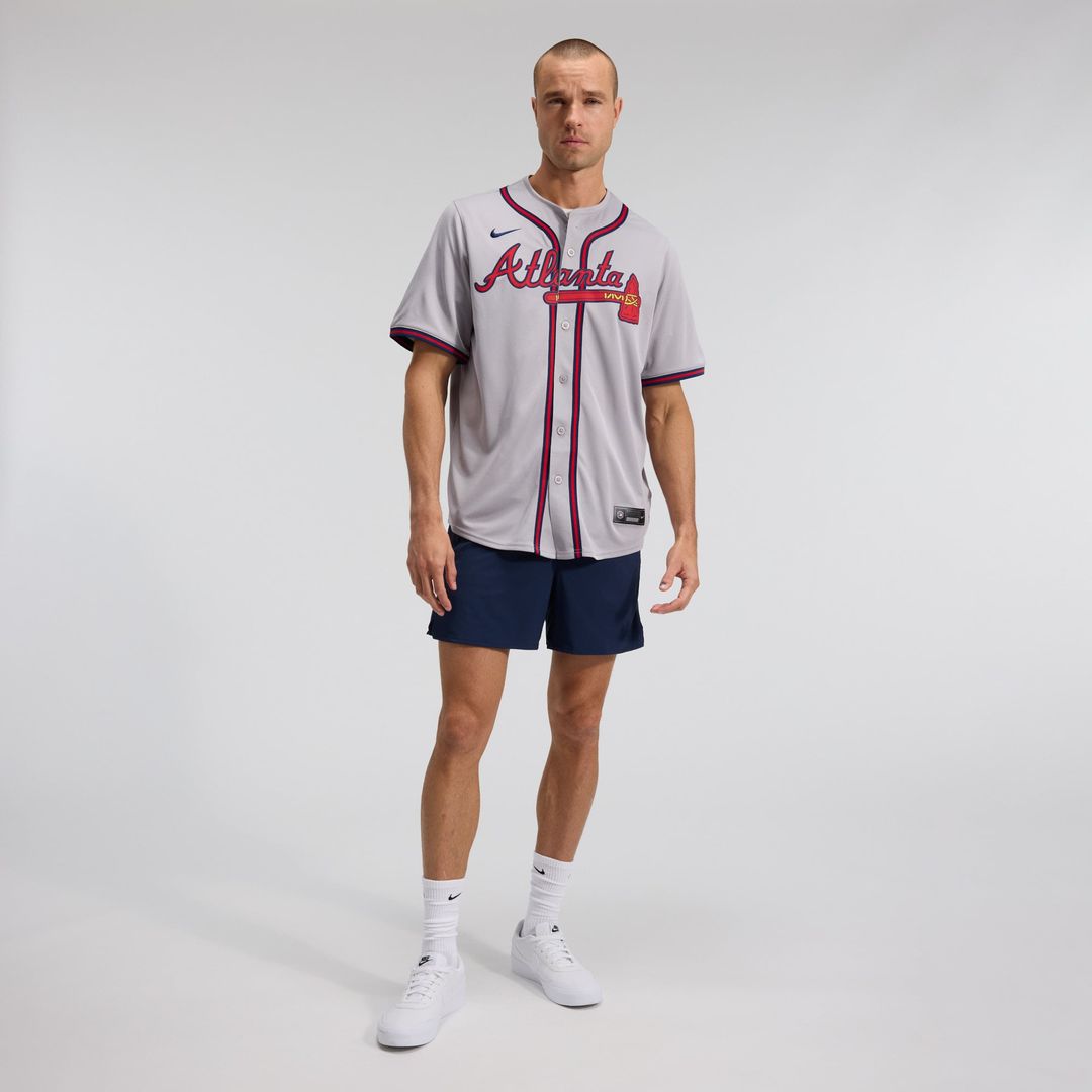 Atlanta Braves Nike Ozzie Albies Road Limited Baseball Jersey - Gray