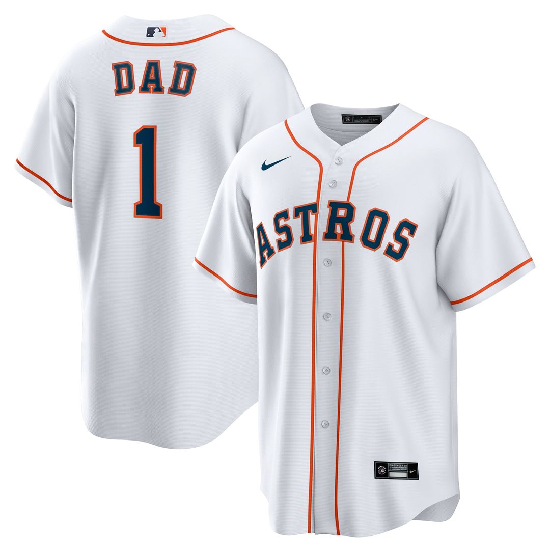 Houston Astros Nike #1 Dad Home Replica Baseball Jersey - White