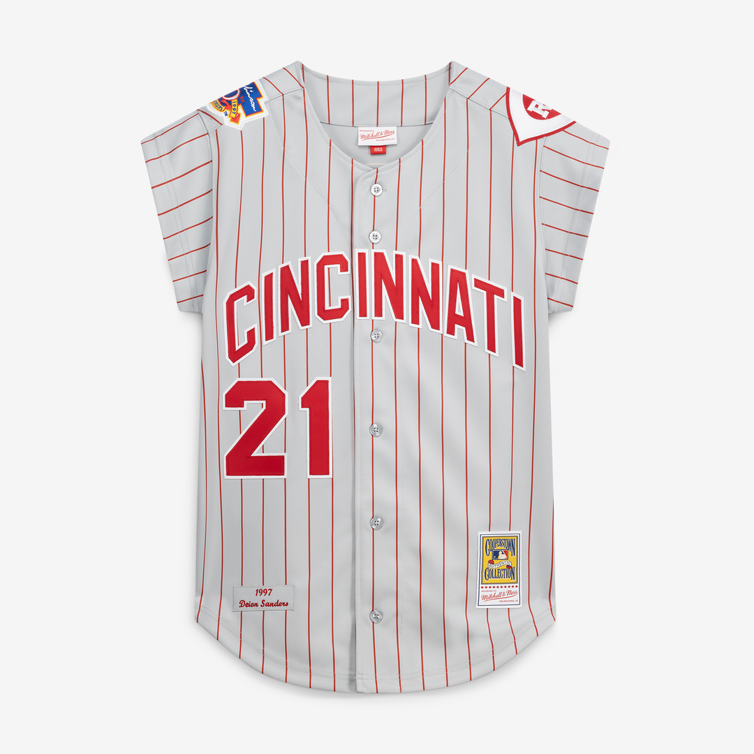 Cincinnati Reds Mitchell & Ness Deion Sanders 1997 Authentic Baseball Jersey - Gray