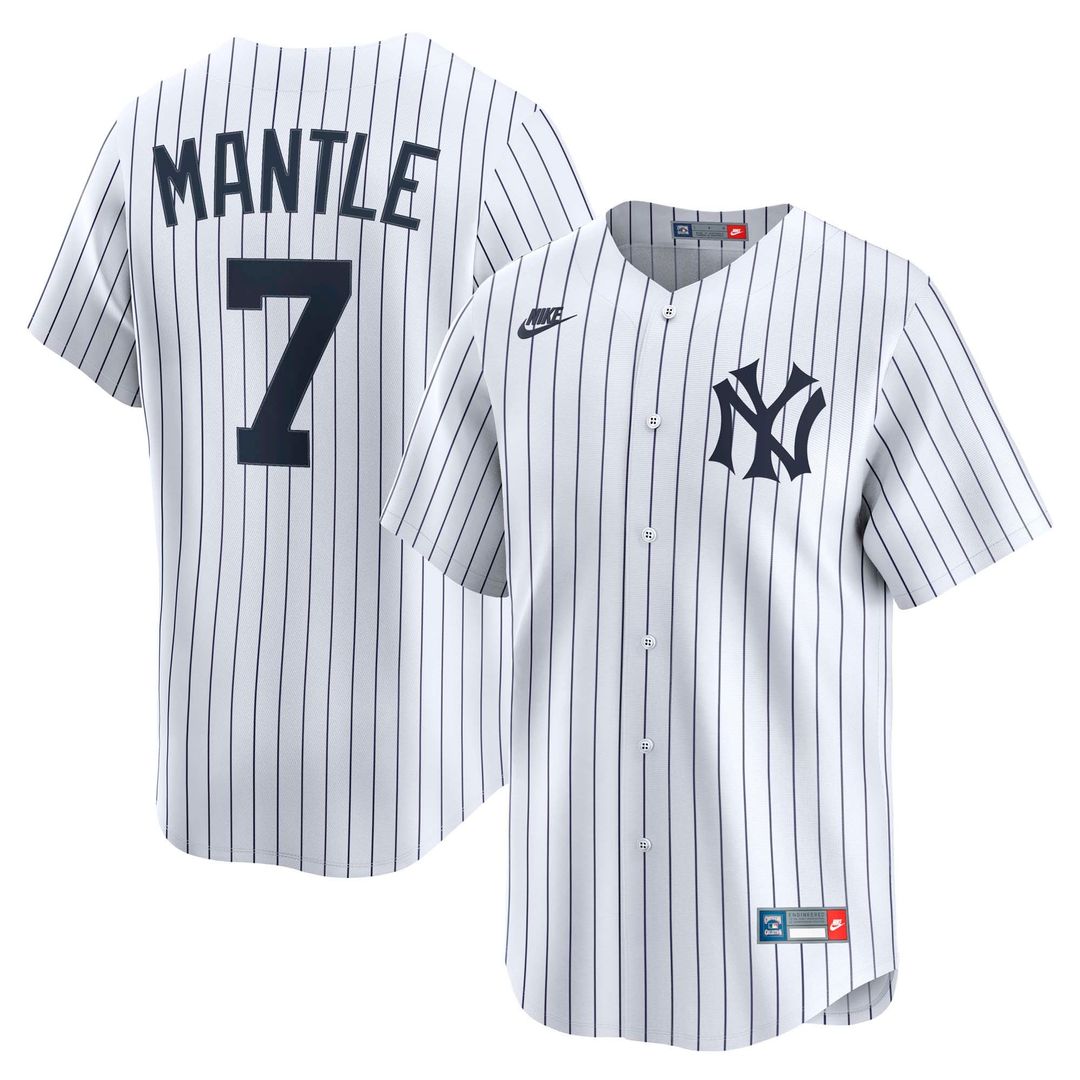 New York Yankees Nike Mickey Mantle Throwback Cooperstown Collection Limited Baseball Jersey - White