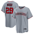 Washington Nationals Nike James Wood Road Replica Baseball Jersey - Gray