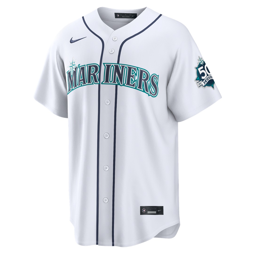 Seattle Mariners Nike Julio Rodríguez Home Stadium 50th Season Patch Baseball Jersey - White