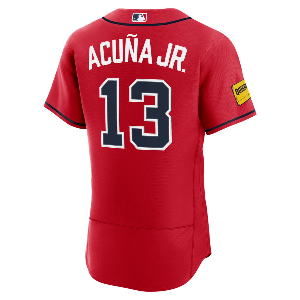 Atlanta Braves Nike Ronald Acuña Jr. Alternate Authentic Sponsor Patch Baseball Jersey - Red