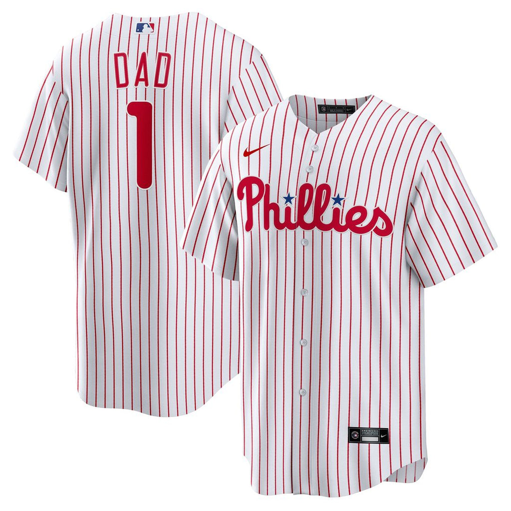 Philadelphia Phillies Nike #1 Dad Home Replica Baseball Jersey - White