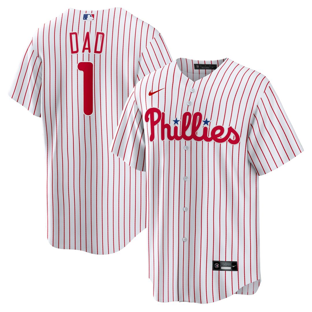 Philadelphia Phillies Nike #1 Dad Home Replica Baseball Jersey - White
