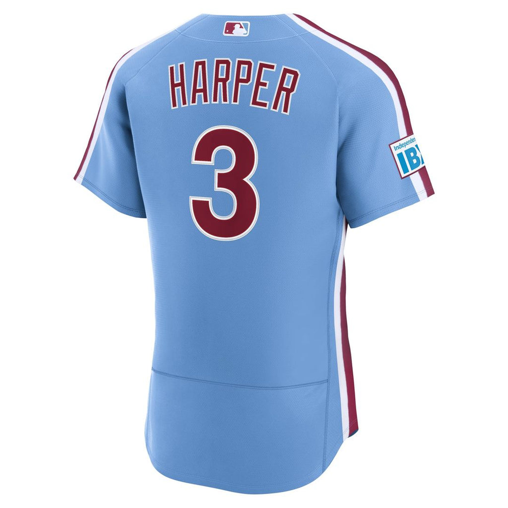 Philadelphia Phillies Nike Bryce Harper Home Authentic Sponsor Patch Baseball Jersey - White
