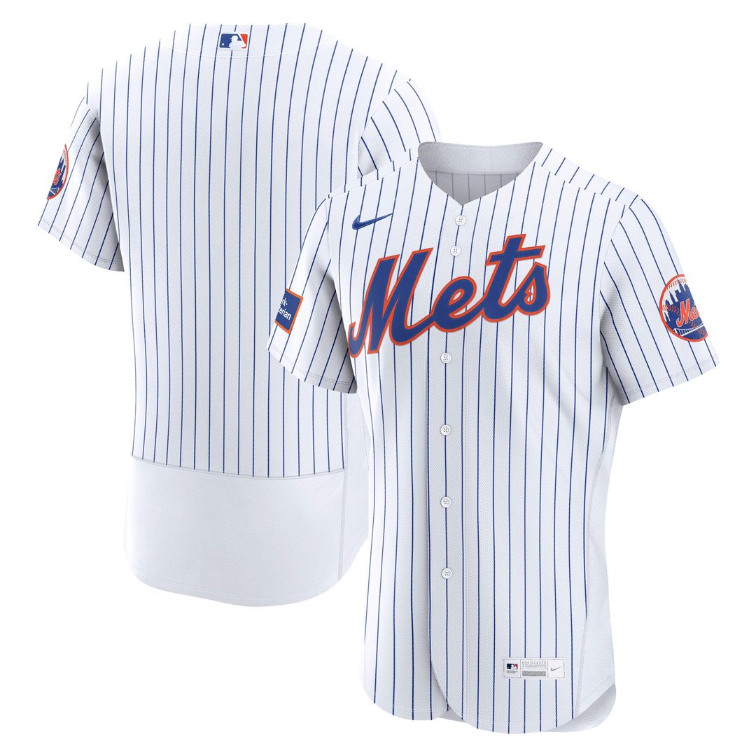 New York Mets Nike Home Sponsor Patch Authentic Baseball Jersey - White