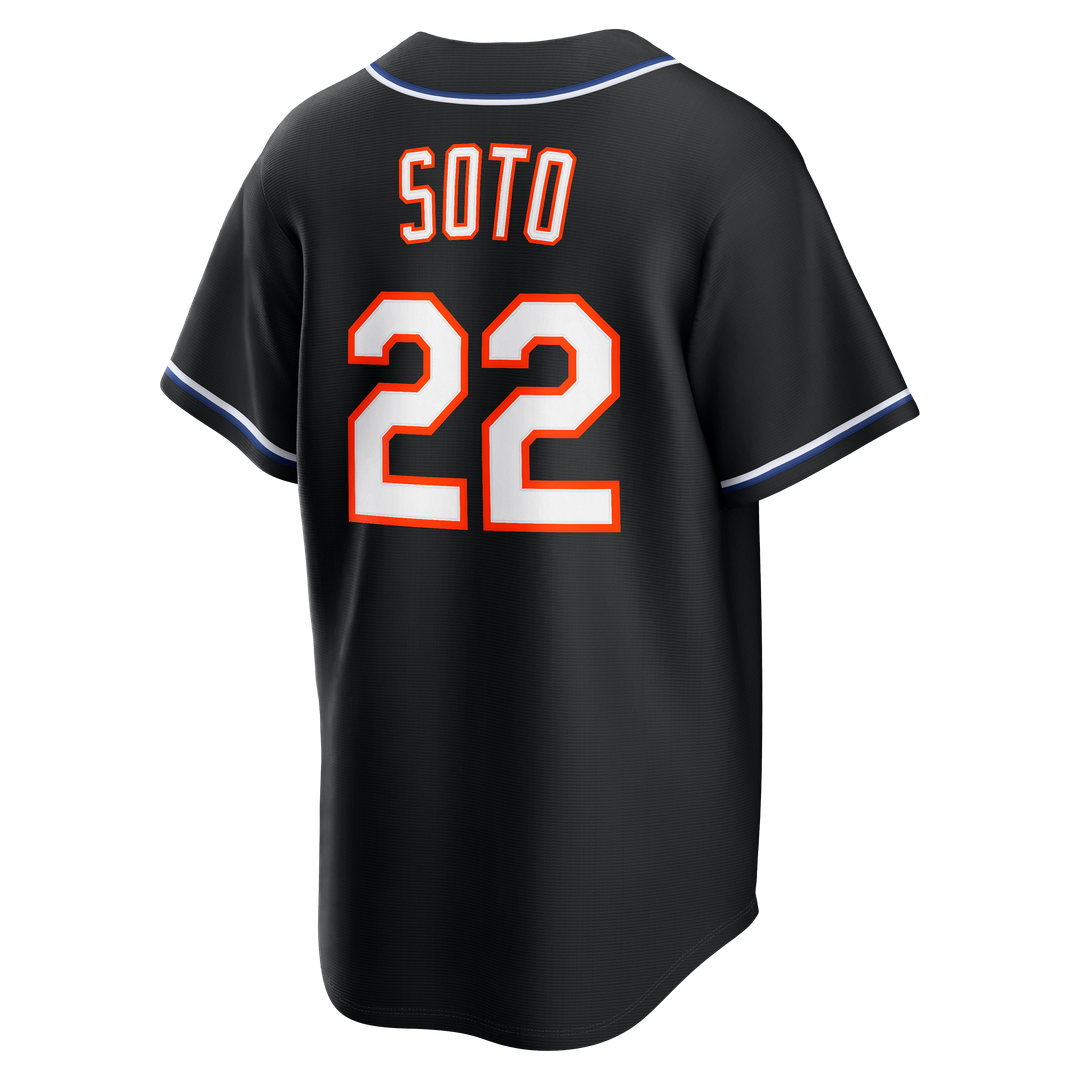 New York Mets Nike Juan Soto Fashion Replica Black Out Baseball Jersey