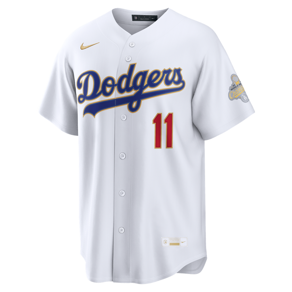 Los Angeles Dodgers Nike Roki Sasaki 2026 Gold Collection Kanji Stadium Baseball Jersey - White