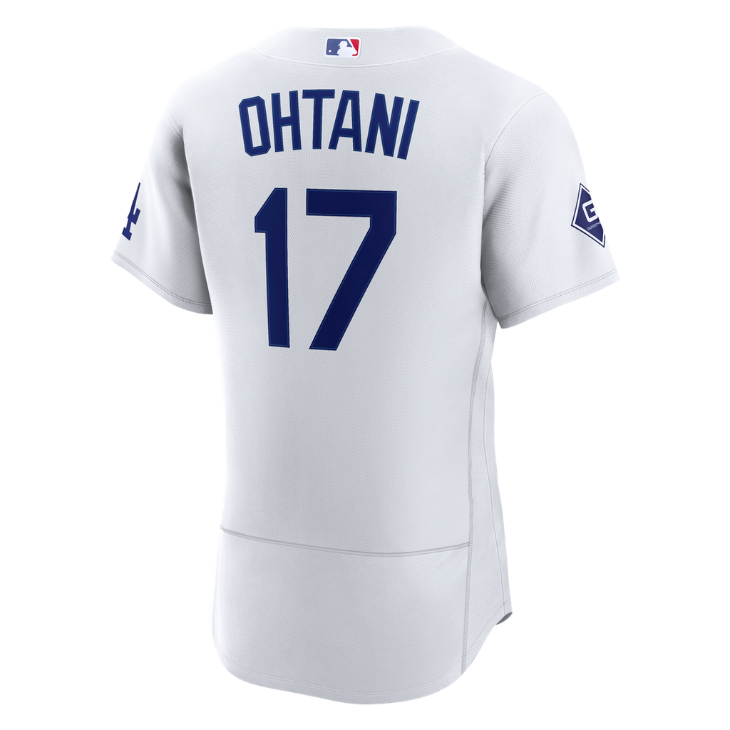 Los Angeles Dodgers Nike Shohei Ohtani Home Authentic Sponsor Patch Baseball Jersey - White