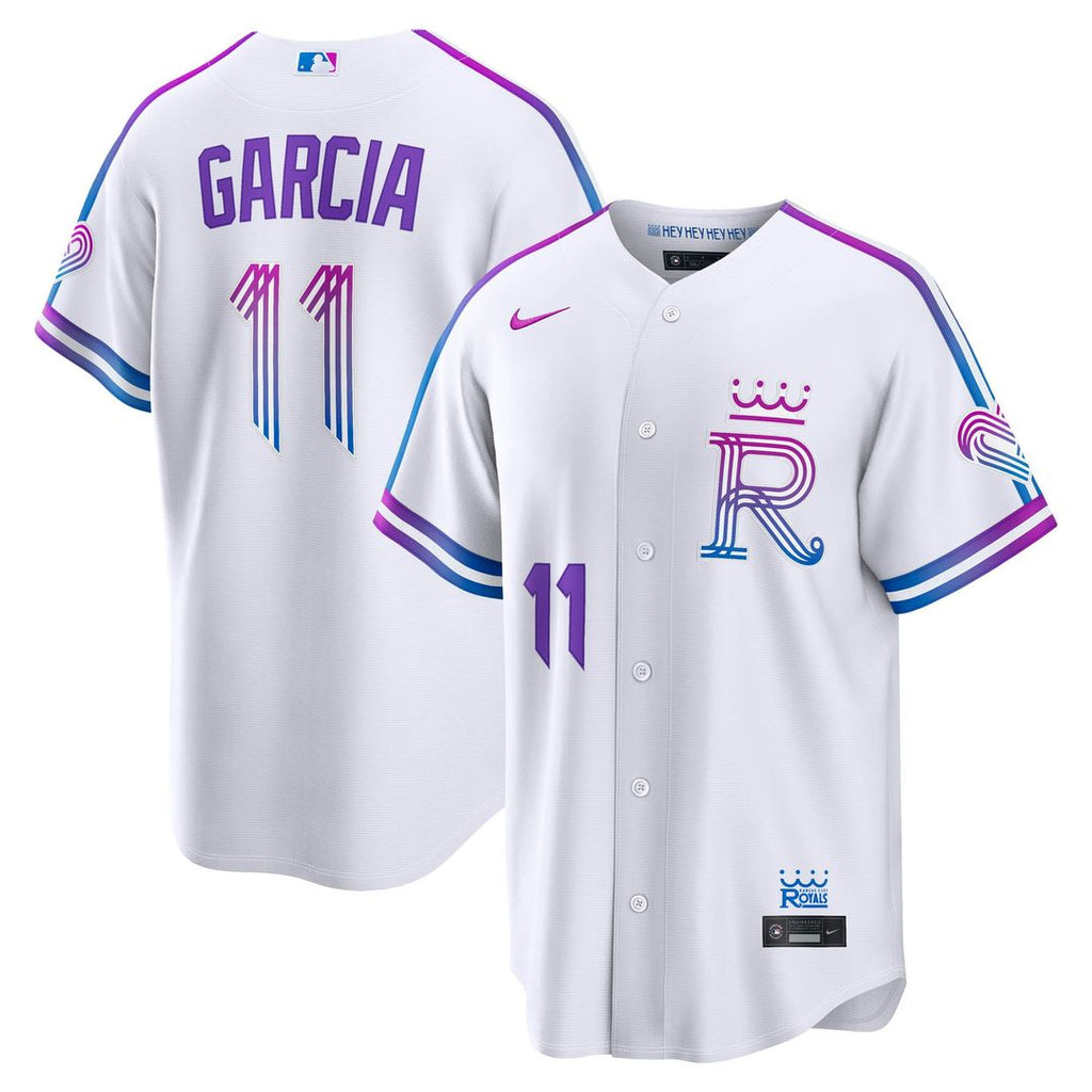 Kansas City Royals Nike Maikel Garcia 2026 City Connect Stadium Baseball Jersey - White