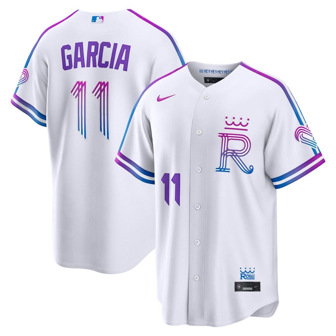 Kansas City Royals Nike Maikel Garcia 2026 City Connect Stadium Baseball Jersey - White