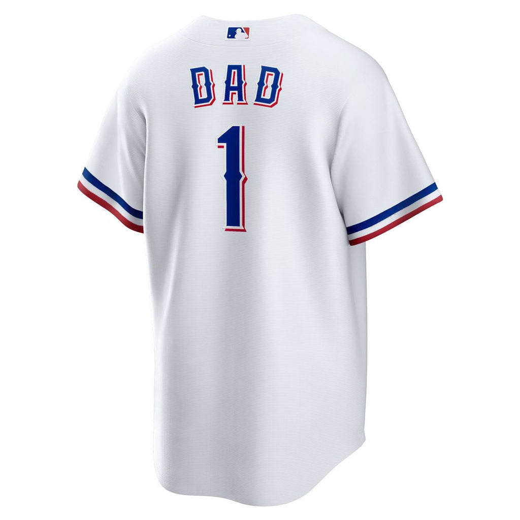 Texas Rangers Nike #1 Dad Home Replica Baseball Jersey - White