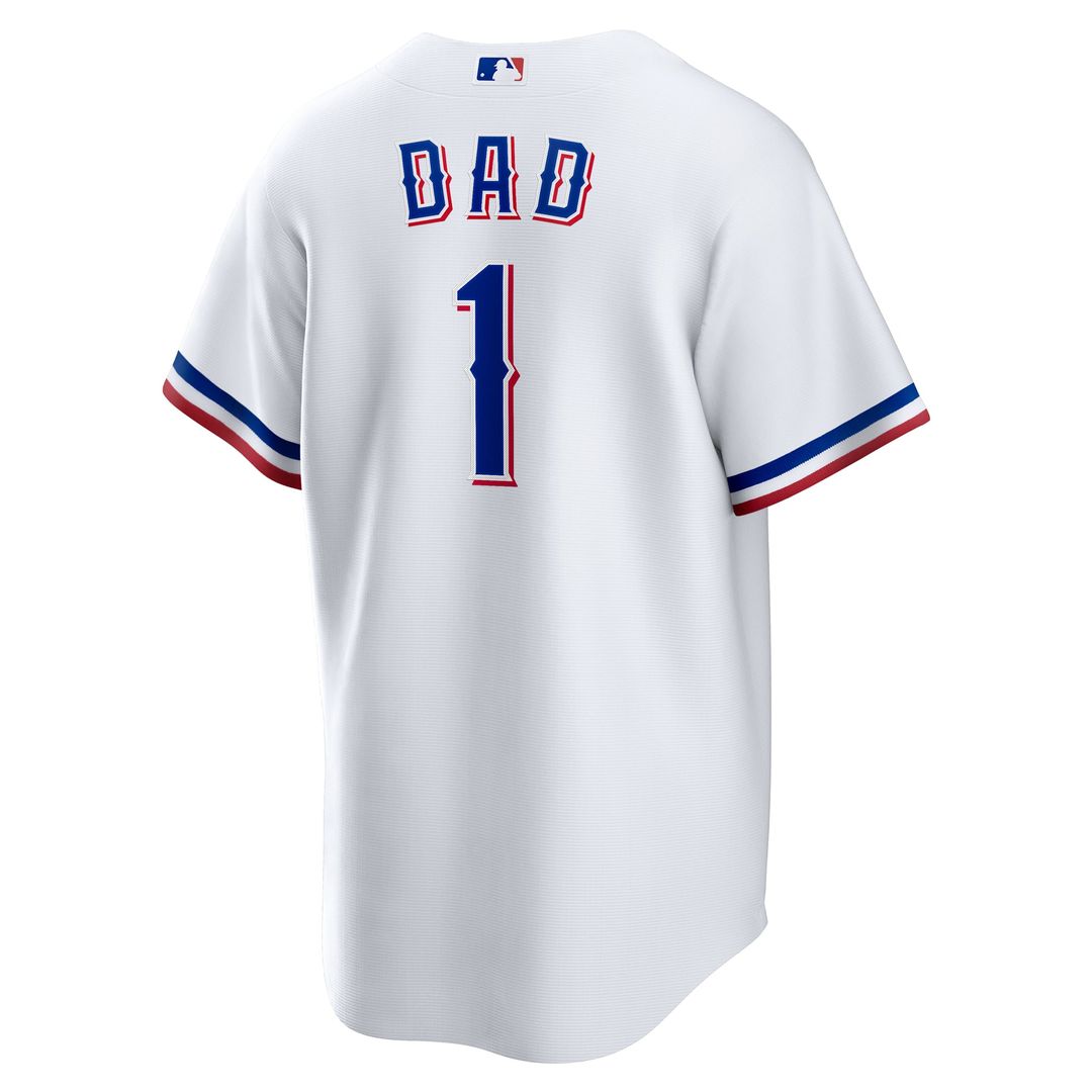 Texas Rangers Nike #1 Dad Home Replica Baseball Jersey - White