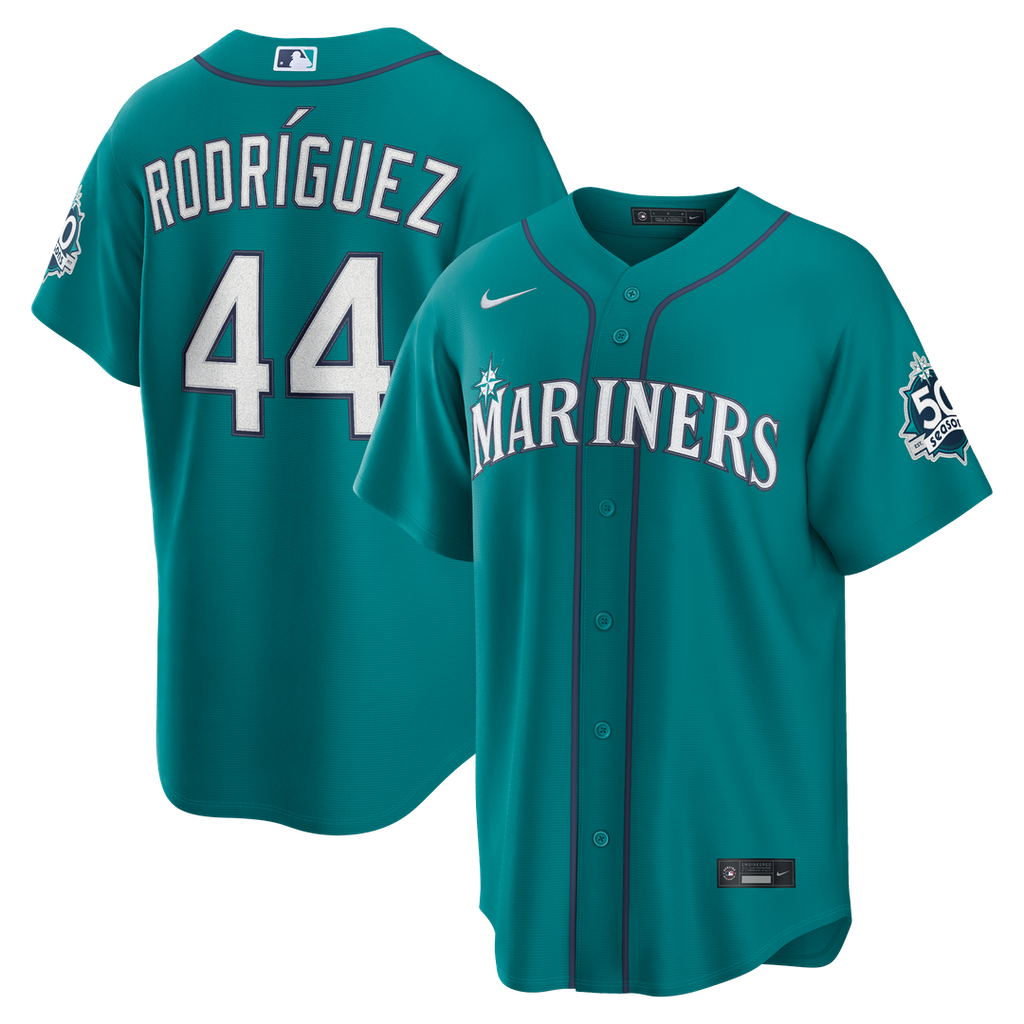 Seattle Mariners Nike Julio Rodríguez Alternate Stadium 50th Season Patch Baseball Jersey - Teal