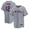 New York Mets Nike Francisco Lindor Road Replica Baseball Jersey - Gray
