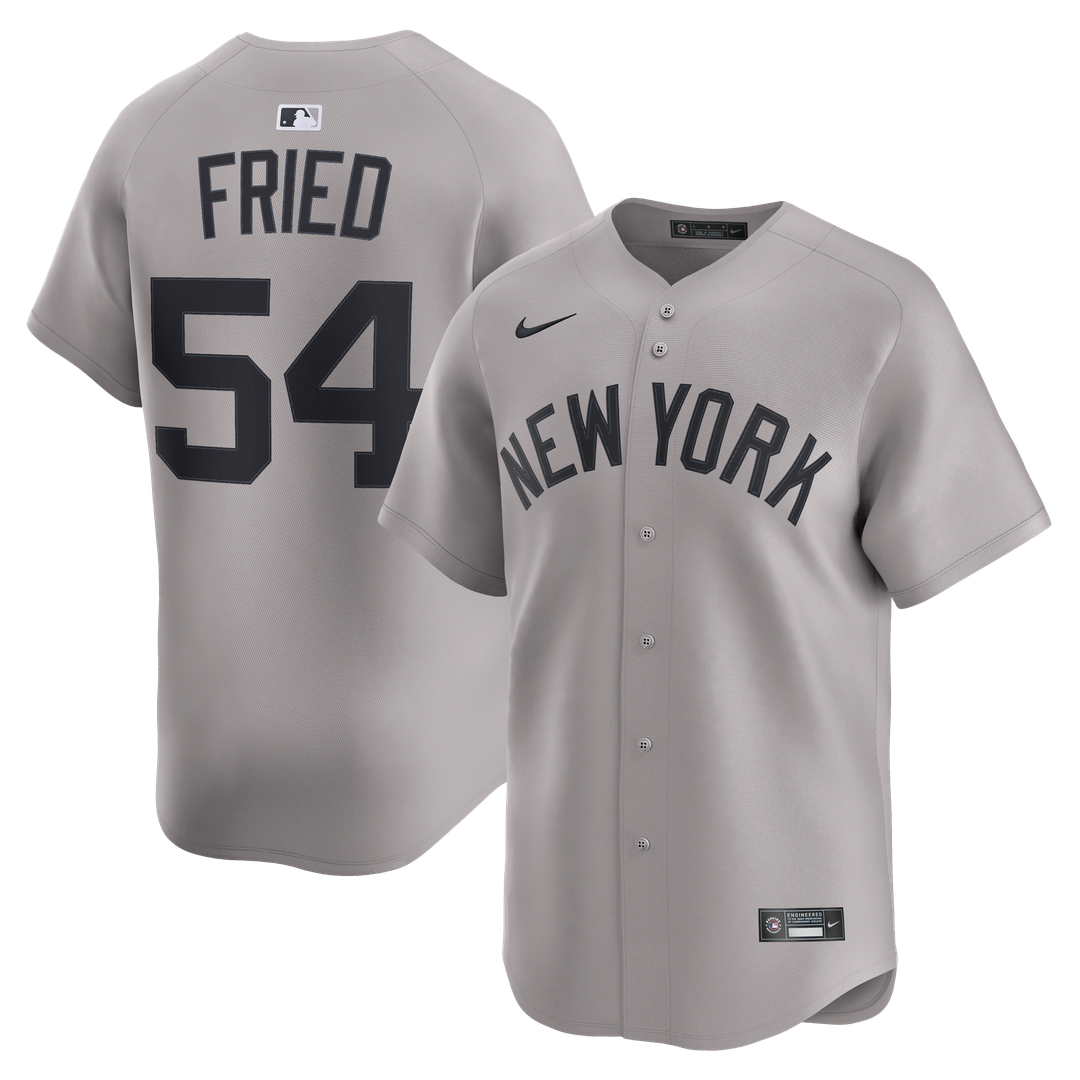 New York Yankees Nike Max Fried Road Limited Baseball Jersey - Gray