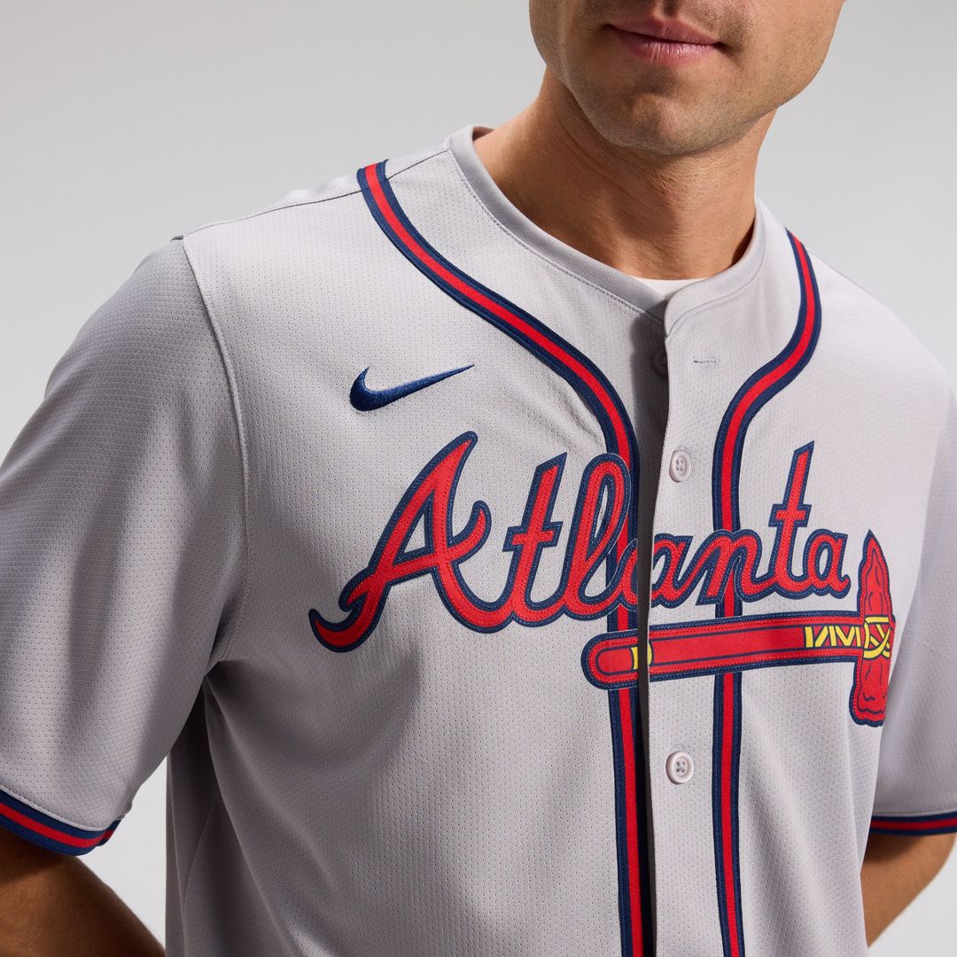 Atlanta Braves Nike Ozzie Albies Road Limited Baseball Jersey - Gray