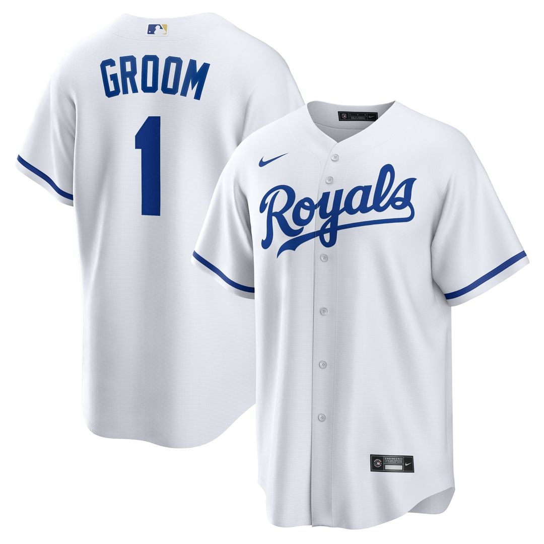 Kansas City Royals Nike #1 Groom Home Replica Baseball Jersey - White