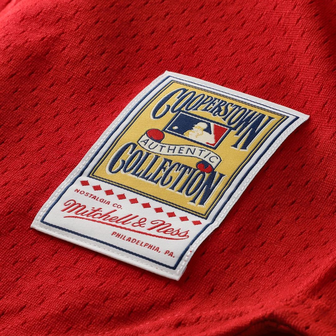 Cincinnati Reds Mitchell & Ness Deion Sanders Cooperstown Mesh Batting Practice Button-Up Baseball Jersey - Red