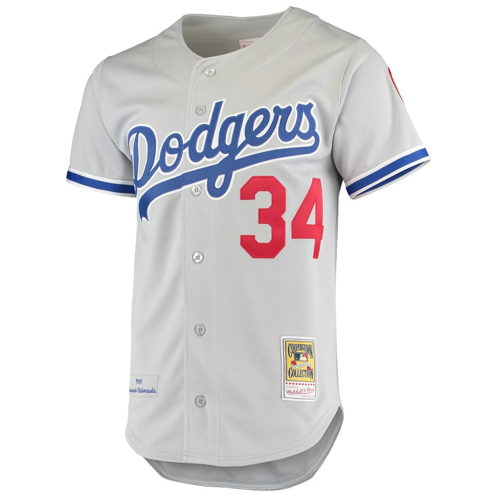 Los Angeles Dodgers Mitchell & Ness Fernando Valenzuela Road 1981 Cooperstown Collection Authentic Baseball Jersey - Gray