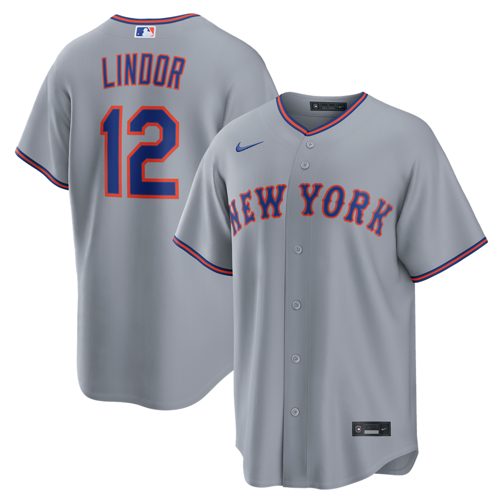 New York Mets Nike Francisco Lindor Road Replica Baseball Jersey - Gray
