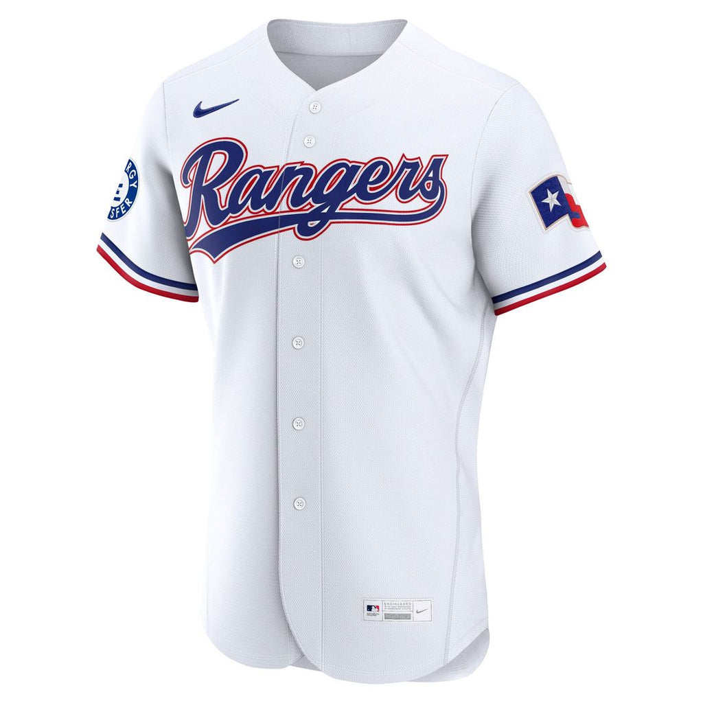 Texas Rangers Nike Home Sponsor Patch Authentic Baseball Jersey - White