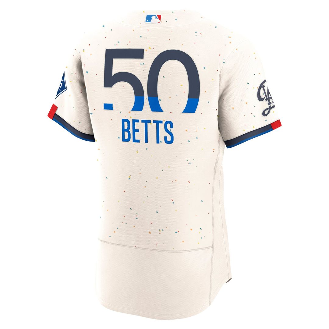 Los Angeles Dodgers Nike Mookie Betts City Connect Authentic Sponsor Patch Baseball Jersey - Cream